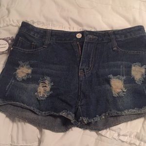 High waisted jean shorts